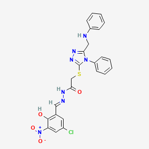 N'-[(E)-(5-chloro-2-hydroxy-3-nitrophenyl)methylidene]-2-({4-phenyl-5-[(phenylamino)methyl]-4H-1,2,4-triazol-3-yl}sulfanyl)acetohydrazide