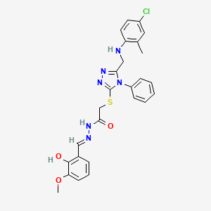 2-[(5-{[(4-chloro-2-methylphenyl)amino]methyl}-4-phenyl-4H-1,2,4-triazol-3-yl)sulfanyl]-N'-[(E)-(2-hydroxy-3-methoxyphenyl)methylidene]acetohydrazide