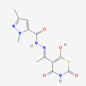 2,5-Dimethyl-N'-{1-[2,4,6-trioxo-1,3-thiazinan-5-ylidene]ethyl}pyrazole-3-carbohydrazide