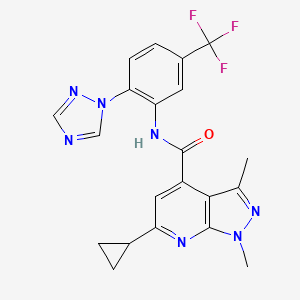 molecular formula C21H18F3N7O B10912703 6-cyclopropyl-1,3-dimethyl-N-[2-(1H-1,2,4-triazol-1-yl)-5-(trifluoromethyl)phenyl]-1H-pyrazolo[3,4-b]pyridine-4-carboxamide 