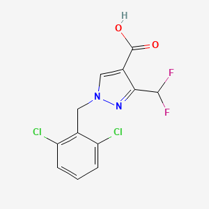 molecular formula C12H8Cl2F2N2O2 B10912716 1-(2,6-Dichlorobenzyl)-3-(difluoromethyl)-1H-pyrazole-4-carboxylic acid 