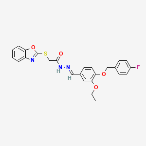 2-(1,3-benzoxazol-2-ylsulfanyl)-N'-[(E)-{3-ethoxy-4-[(4-fluorobenzyl)oxy]phenyl}methylidene]acetohydrazide