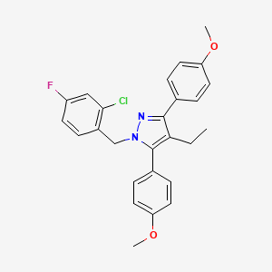 1-(2-chloro-4-fluorobenzyl)-4-ethyl-3,5-bis(4-methoxyphenyl)-1H-pyrazole