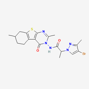 2-(4-bromo-3-methyl-1H-pyrazol-1-yl)-N-(2,7-dimethyl-4-oxo-5,6,7,8-tetrahydro[1]benzothieno[2,3-d]pyrimidin-3(4H)-yl)propanamide