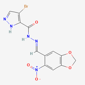 4-bromo-N'-[(E)-(6-nitro-1,3-benzodioxol-5-yl)methylidene]-1H-pyrazole-5-carbohydrazide