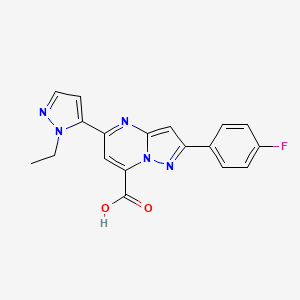 molecular formula C18H14FN5O2 B10912881 5-(1-ethyl-1H-pyrazol-5-yl)-2-(4-fluorophenyl)pyrazolo[1,5-a]pyrimidine-7-carboxylic acid 