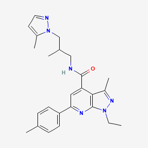 1-ethyl-3-methyl-N-[2-methyl-3-(5-methyl-1H-pyrazol-1-yl)propyl]-6-(4-methylphenyl)-1H-pyrazolo[3,4-b]pyridine-4-carboxamide