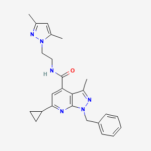 1-benzyl-6-cyclopropyl-N-[2-(3,5-dimethyl-1H-pyrazol-1-yl)ethyl]-3-methyl-1H-pyrazolo[3,4-b]pyridine-4-carboxamide