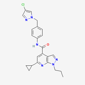 N-{4-[(4-chloro-1H-pyrazol-1-yl)methyl]phenyl}-6-cyclopropyl-1-propyl-1H-pyrazolo[3,4-b]pyridine-4-carboxamide