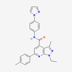 1-ethyl-3-methyl-6-(4-methylphenyl)-N-[4-(1H-pyrazol-1-yl)phenyl]-1H-pyrazolo[3,4-b]pyridine-4-carboxamide