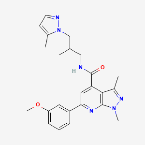 6-(3-methoxyphenyl)-1,3-dimethyl-N-[2-methyl-3-(5-methyl-1H-pyrazol-1-yl)propyl]-1H-pyrazolo[3,4-b]pyridine-4-carboxamide