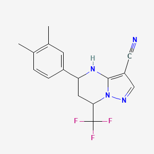 molecular formula C16H15F3N4 B10913076 5-(3,4-Dimethylphenyl)-7-(trifluoromethyl)-4,5,6,7-tetrahydropyrazolo[1,5-a]pyrimidine-3-carbonitrile 