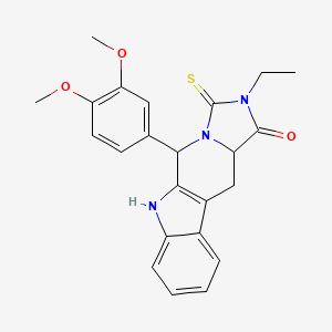 10-(3,4-dimethoxyphenyl)-13-ethyl-12-sulfanylidene-8,11,13-triazatetracyclo[7.7.0.02,7.011,15]hexadeca-1(9),2,4,6-tetraen-14-one