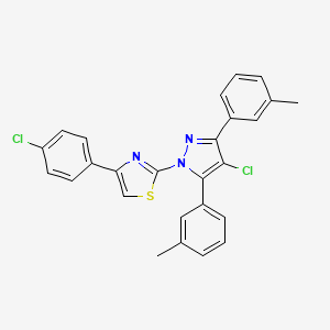 2-[4-chloro-3,5-bis(3-methylphenyl)-1H-pyrazol-1-yl]-4-(4-chlorophenyl)-1,3-thiazole