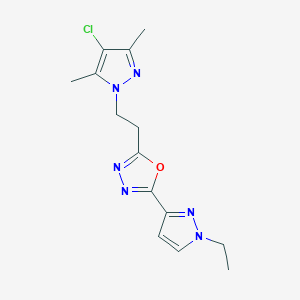 2-[2-(4-chloro-3,5-dimethyl-1H-pyrazol-1-yl)ethyl]-5-(1-ethyl-1H-pyrazol-3-yl)-1,3,4-oxadiazole