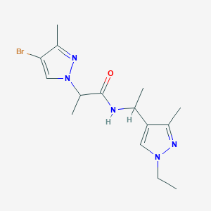 molecular formula C15H22BrN5O B10913180 2-(4-bromo-3-methyl-1H-pyrazol-1-yl)-N-[1-(1-ethyl-3-methyl-1H-pyrazol-4-yl)ethyl]propanamide 