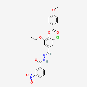 2-chloro-6-ethoxy-4-[(E)-{2-[(3-nitrophenyl)carbonyl]hydrazinylidene}methyl]phenyl 4-methoxybenzoate