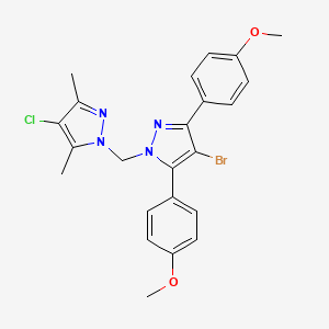 molecular formula C23H22BrClN4O2 B10913264 4-bromo-1-[(4-chloro-3,5-dimethyl-1H-pyrazol-1-yl)methyl]-3,5-bis(4-methoxyphenyl)-1H-pyrazole 