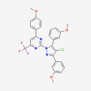 molecular formula C29H22ClF3N4O3 B10913282 2-[4-chloro-3,5-bis(3-methoxyphenyl)-1H-pyrazol-1-yl]-4-(4-methoxyphenyl)-6-(trifluoromethyl)pyrimidine 