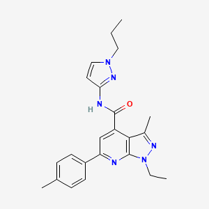 molecular formula C23H26N6O B10913308 1-ethyl-3-methyl-6-(4-methylphenyl)-N-(1-propyl-1H-pyrazol-3-yl)-1H-pyrazolo[3,4-b]pyridine-4-carboxamide 