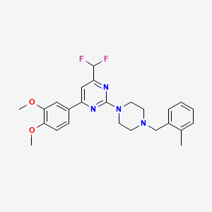 molecular formula C25H28F2N4O2 B10913328 4-(Difluoromethyl)-6-(3,4-dimethoxyphenyl)-2-[4-(2-methylbenzyl)piperazin-1-yl]pyrimidine 