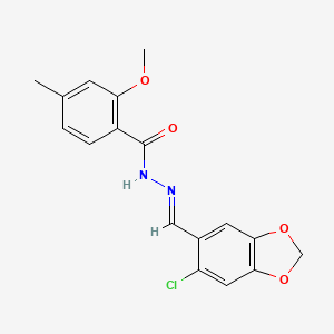 N'-[(E)-(6-chloro-1,3-benzodioxol-5-yl)methylidene]-2-methoxy-4-methylbenzohydrazide