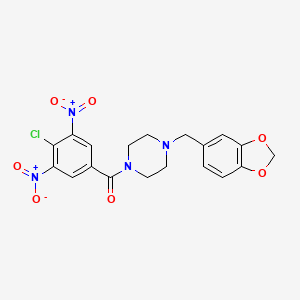 molecular formula C19H17ClN4O7 B10913353 [4-(1,3-Benzodioxol-5-ylmethyl)piperazin-1-yl](4-chloro-3,5-dinitrophenyl)methanone 