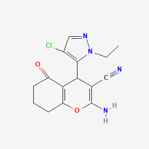 2-Amino-4-(4-chloro-1-ethyl-1H-pyrazol-5-YL)-5-oxo-5,6,7,8-tetrahydro-4H-chromen-3-YL cyanide