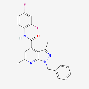 molecular formula C22H18F2N4O B10913368 1-benzyl-N-(2,4-difluorophenyl)-3,6-dimethyl-1H-pyrazolo[3,4-b]pyridine-4-carboxamide 