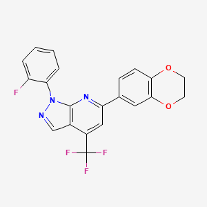 6-(2,3-dihydro-1,4-benzodioxin-6-yl)-1-(2-fluorophenyl)-4-(trifluoromethyl)-1H-pyrazolo[3,4-b]pyridine