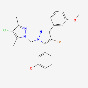 4-bromo-1-[(4-chloro-3,5-dimethyl-1H-pyrazol-1-yl)methyl]-3,5-bis(3-methoxyphenyl)-1H-pyrazole