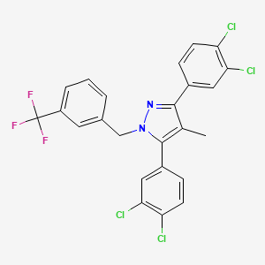 molecular formula C24H15Cl4F3N2 B10913454 3,5-bis(3,4-dichlorophenyl)-4-methyl-1-[3-(trifluoromethyl)benzyl]-1H-pyrazole 