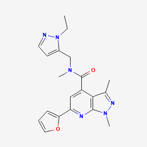 N-[(1-ethyl-1H-pyrazol-5-yl)methyl]-6-(furan-2-yl)-N,1,3-trimethyl-1H-pyrazolo[3,4-b]pyridine-4-carboxamide