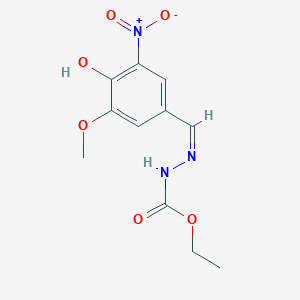 molecular formula C11H13N3O6 B10913500 ethyl (2Z)-2-(4-hydroxy-3-methoxy-5-nitrobenzylidene)hydrazinecarboxylate 