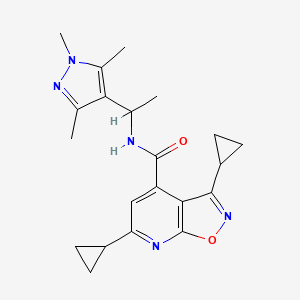 3,6-dicyclopropyl-N-[1-(1,3,5-trimethyl-1H-pyrazol-4-yl)ethyl][1,2]oxazolo[5,4-b]pyridine-4-carboxamide