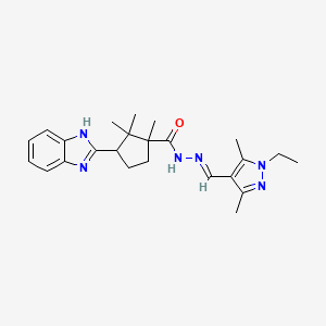 3-(1H-benzimidazol-2-yl)-N'-[(E)-(1-ethyl-3,5-dimethyl-1H-pyrazol-4-yl)methylidene]-1,2,2-trimethylcyclopentanecarbohydrazide