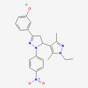 3-[1'-ethyl-3',5'-dimethyl-2-(4-nitrophenyl)-3,4-dihydro-1'H,2H-3,4'-bipyrazol-5-yl]phenol