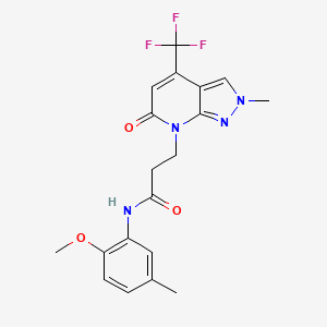 molecular formula C19H19F3N4O3 B10913565 N-(2-methoxy-5-methylphenyl)-3-[2-methyl-6-oxo-4-(trifluoromethyl)-2,6-dihydro-7H-pyrazolo[3,4-b]pyridin-7-yl]propanamide 