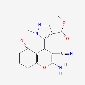 Methyl 5-(2-amino-3-cyano-5-oxo-5,6,7,8-tetrahydro-4H-chromen-4-YL)-1-methyl-1H-pyrazole-4-carboxylate