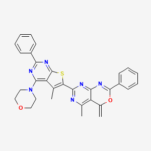 molecular formula C31H26N6O2S B10913623 5-Methyl-4-methylene-7-(5-methyl-4-morpholino-2-phenylthieno[2,3-D]pyrimidin-6-YL)-2-phenyl-4H-pyrimido[4,5-D][1,3]oxazine 