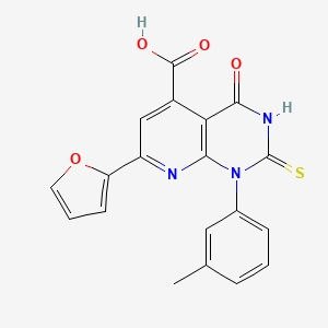 molecular formula C19H13N3O4S B10913634 7-(Furan-2-yl)-1-(3-methylphenyl)-4-oxo-2-sulfanyl-1,4-dihydropyrido[2,3-d]pyrimidine-5-carboxylic acid 