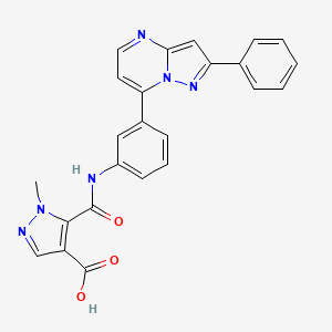 molecular formula C24H18N6O3 B10913641 1-methyl-5-{[3-(2-phenylpyrazolo[1,5-a]pyrimidin-7-yl)phenyl]carbamoyl}-1H-pyrazole-4-carboxylic acid 