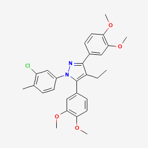 1-(3-chloro-4-methylphenyl)-3,5-bis(3,4-dimethoxyphenyl)-4-ethyl-1H-pyrazole