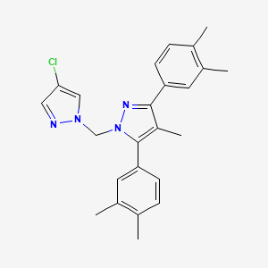 molecular formula C24H25ClN4 B10913701 1-[(4-chloro-1H-pyrazol-1-yl)methyl]-3,5-bis(3,4-dimethylphenyl)-4-methyl-1H-pyrazole 