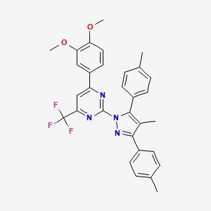 4-(3,4-dimethoxyphenyl)-2-[4-methyl-3,5-bis(4-methylphenyl)-1H-pyrazol-1-yl]-6-(trifluoromethyl)pyrimidine