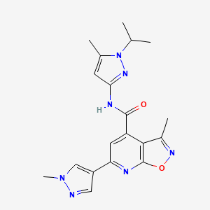 molecular formula C19H21N7O2 B10913736 3-methyl-N-[5-methyl-1-(propan-2-yl)-1H-pyrazol-3-yl]-6-(1-methyl-1H-pyrazol-4-yl)[1,2]oxazolo[5,4-b]pyridine-4-carboxamide 