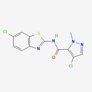 molecular formula C12H8Cl2N4OS B10913767 4-chloro-N-(6-chloro-1,3-benzothiazol-2-yl)-1-methyl-1H-pyrazole-5-carboxamide 