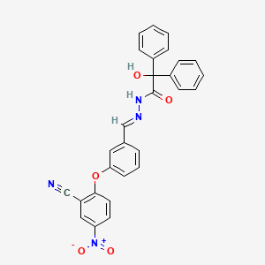 molecular formula C28H20N4O5 B10913782 N'-{(E)-[3-(2-cyano-4-nitrophenoxy)phenyl]methylidene}-2-hydroxy-2,2-diphenylacetohydrazide 