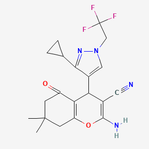 2-Amino-4-(3-cyclopropyl-1-(2,2,2-trifluoroethyl)-1H-pyrazol-4-yl)-7,7-dimethyl-5-oxo-5,6,7,8-tetrahydro-4H-chromene-3-carbonitrile