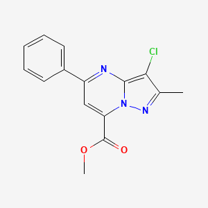 molecular formula C15H12ClN3O2 B10913798 Methyl 3-chloro-2-methyl-5-phenylpyrazolo[1,5-a]pyrimidine-7-carboxylate 